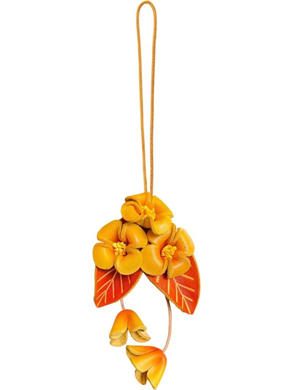 Boho Genuine Leather Flower Keychain | Cute Bag Charm for Handbag & Tote